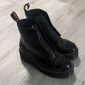 Dr. Marten Sinclair Leopard Emboss Patent Leather Platform Boots